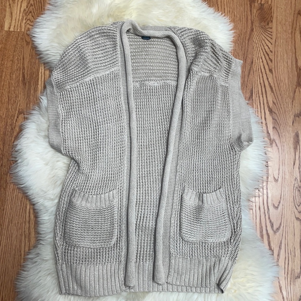 Club Monaco | M tan short sleeve cardigan with pockets - Picture 1 of 5